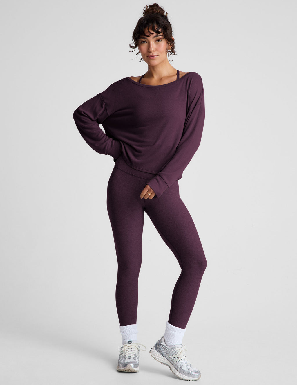 BEYOND YOGA LET LOOSE PULLOVER EGGPLANT PURPLE