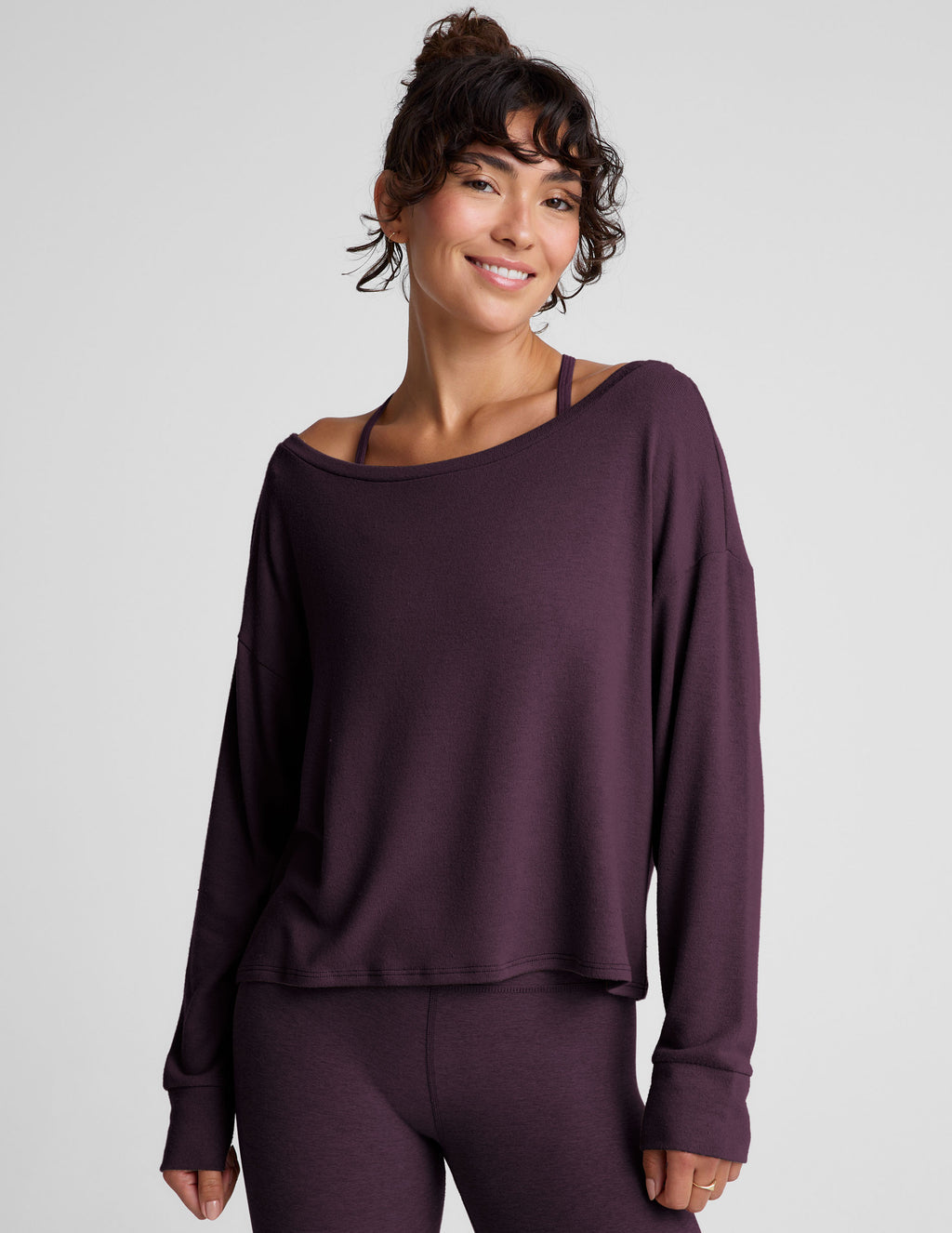 BEYOND YOGA LET LOOSE PULLOVER EGGPLANT PURPLE