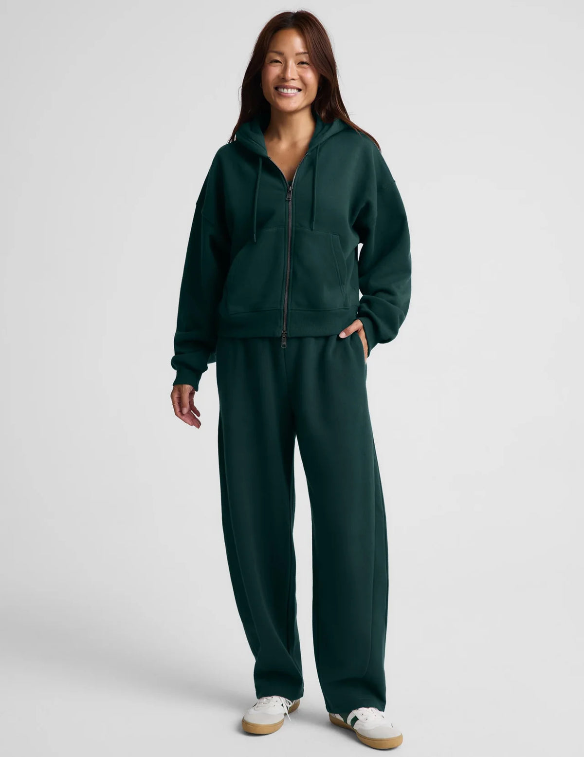 BEYOND YOGA LUXEFLEECE 2.0 FULL ZIP HOODIE DARK IVY HEATHER