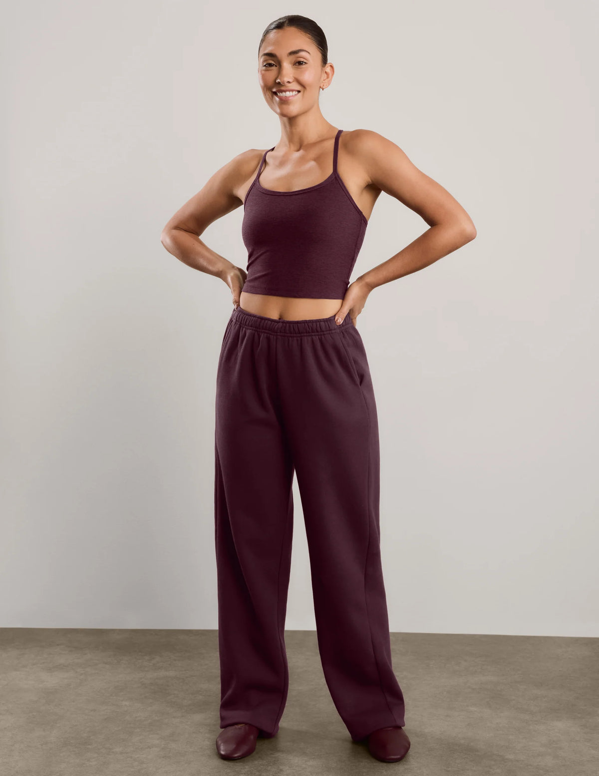 BEYOND YOGA LUXEFLEECE 2.0 STRAIGHT LEG &nbsp;SWEATPANT CABERNET HEATHER