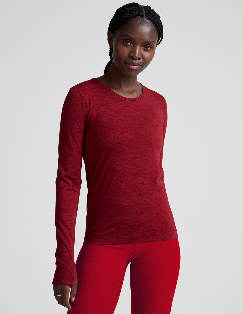 BEYOND YOGA LUXEKNIT MERINO WOOL CREWNECK RUBY RUSH