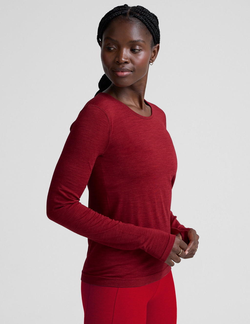 BEYOND YOGA LUXEKNIT MERINO WOOL CREWNECK RUBY RUSH