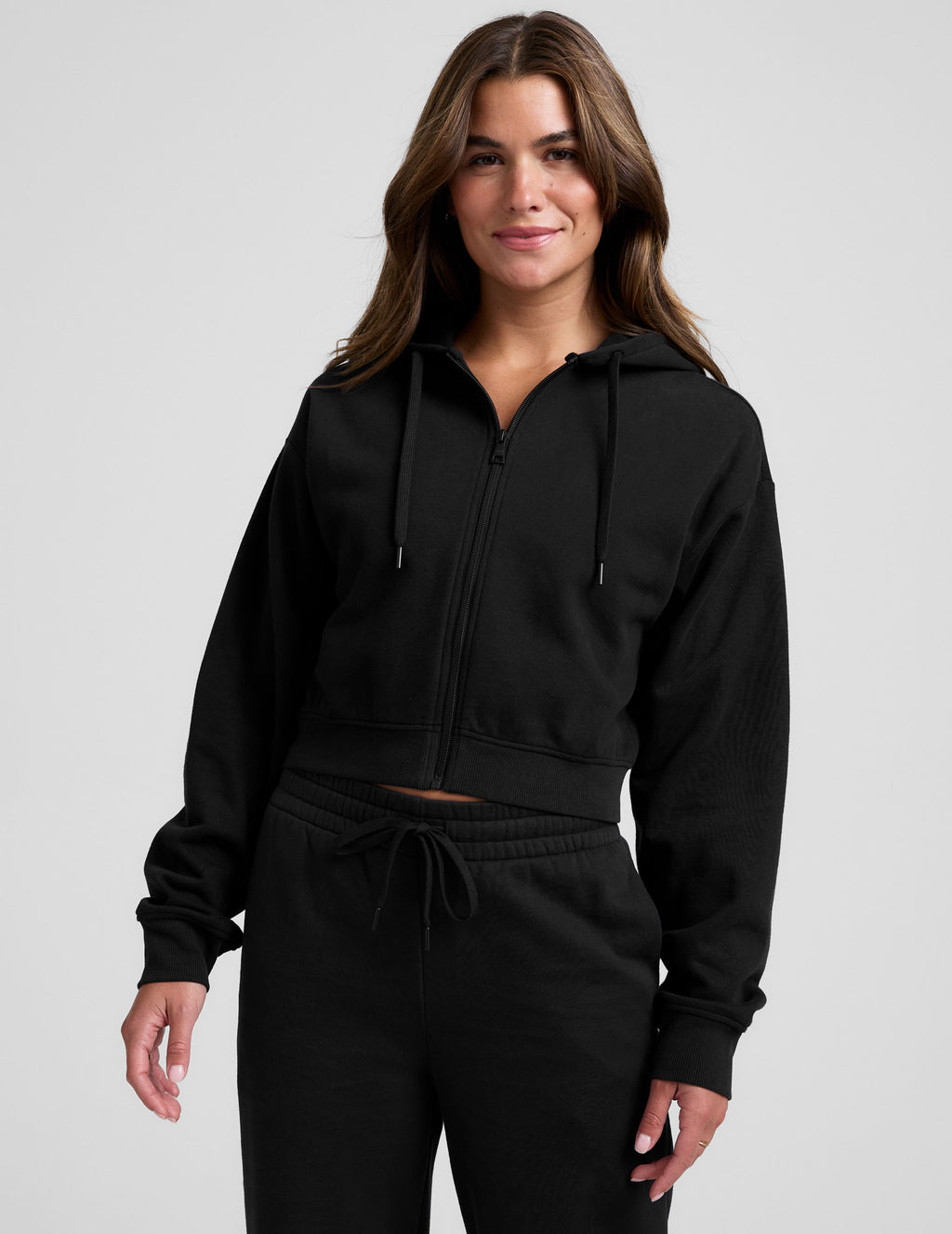 BEYOND YOGA LUXE FLEECE ZIP UP HOODIE BLACK