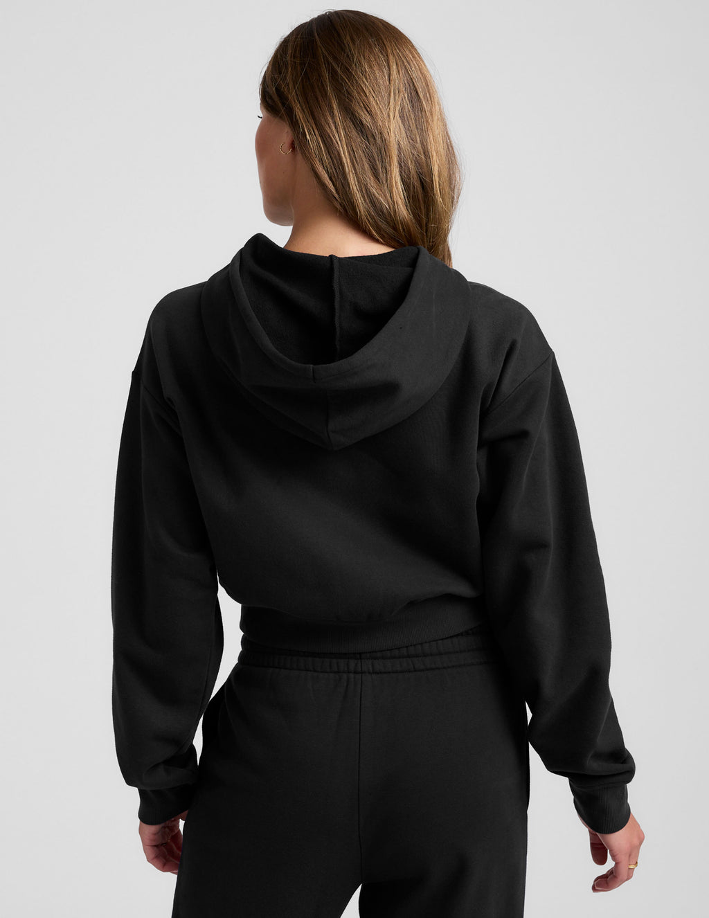 BEYOND YOGA LUXE FLEECE ZIP UP HOODIE BLACK