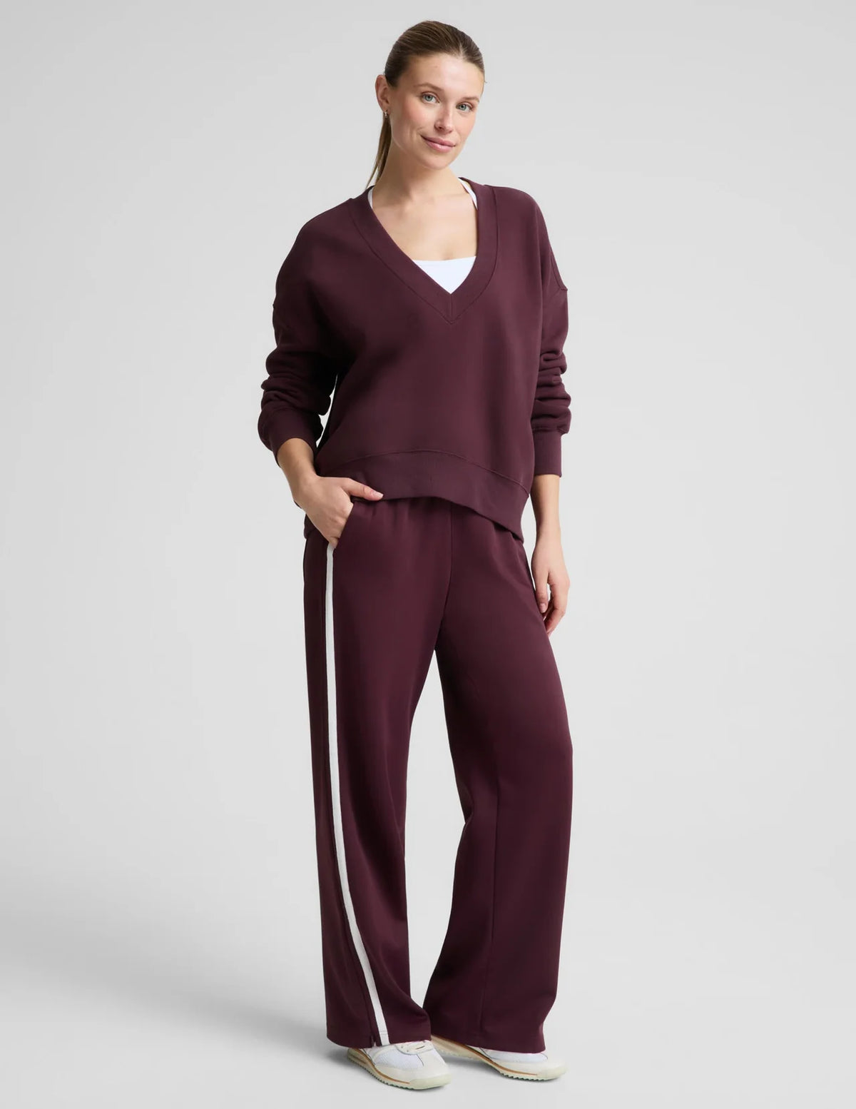 BEYOND YOGA LuxeFleece 2.0™ V-Neck Sweatshirt CABERNET
