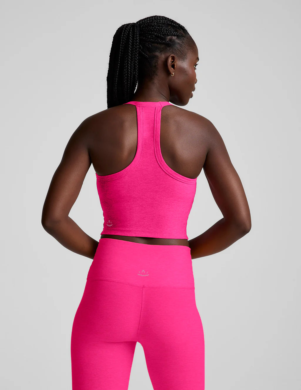 BEYOND YOGA ON THE UP CROPPED TANK PINK GLOW HEATHER 5