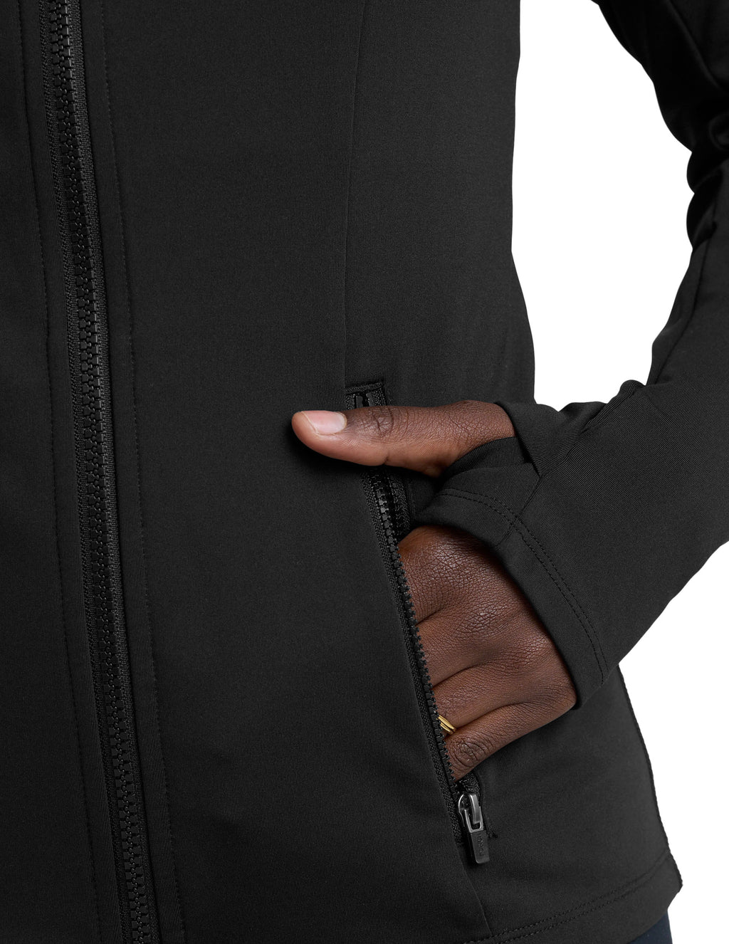 BEYOND YOGA PACER FLEECE FULL ZIP UP JACKET BLACK