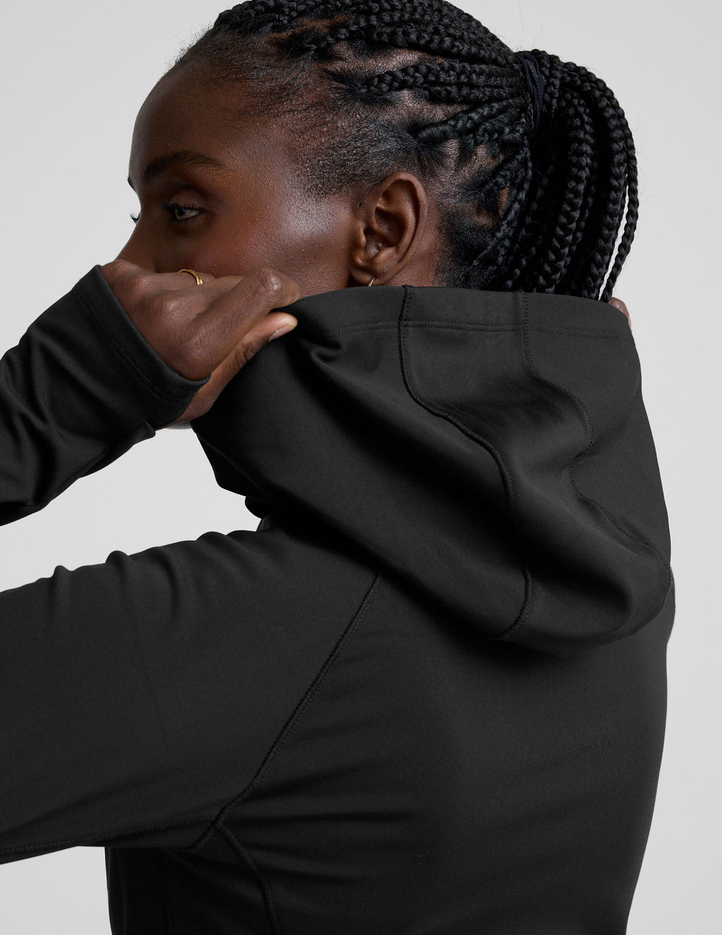 BEYOND YOGA PACER FLEECE FULL ZIP UP JACKET BLACK