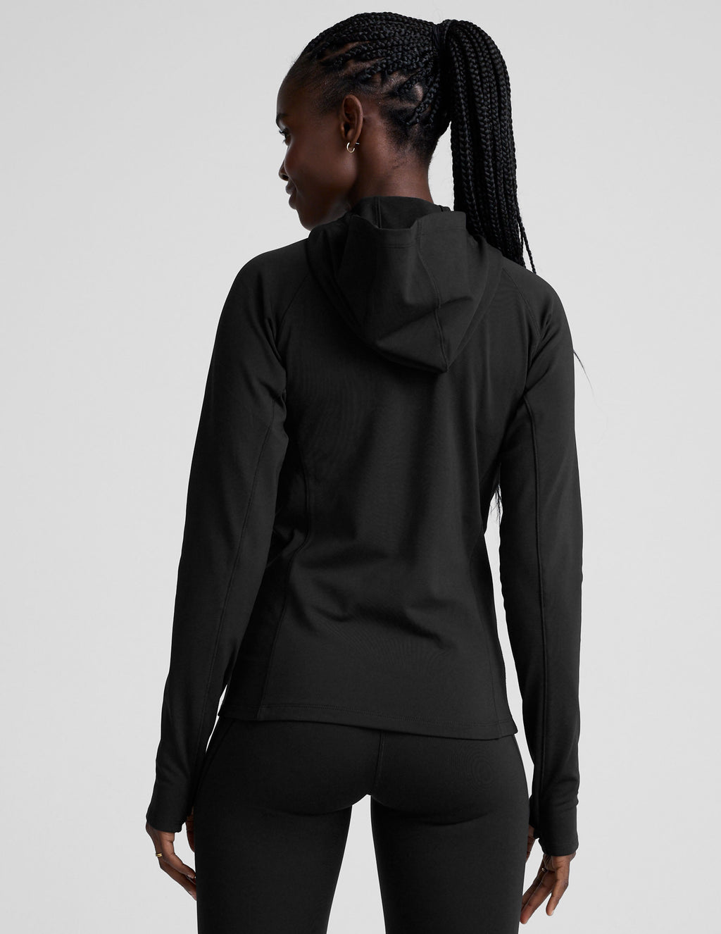 BEYOND YOGA PACER FLEECE FULL ZIP UP JACKET BLACK