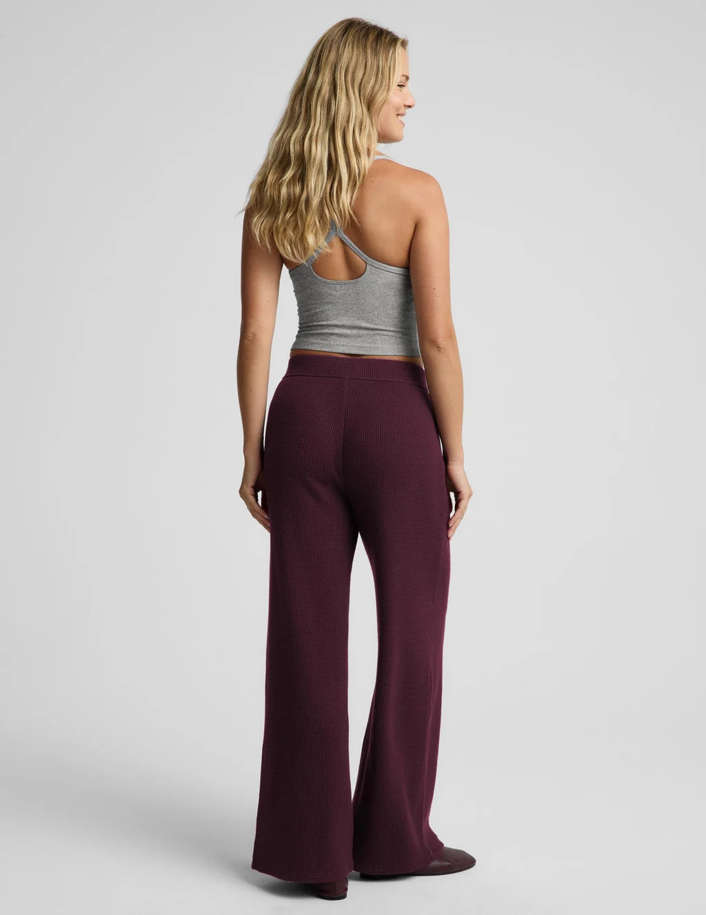 BEYOND YOGA REST DAY WAFFLE LEG PANT CABERNET 1