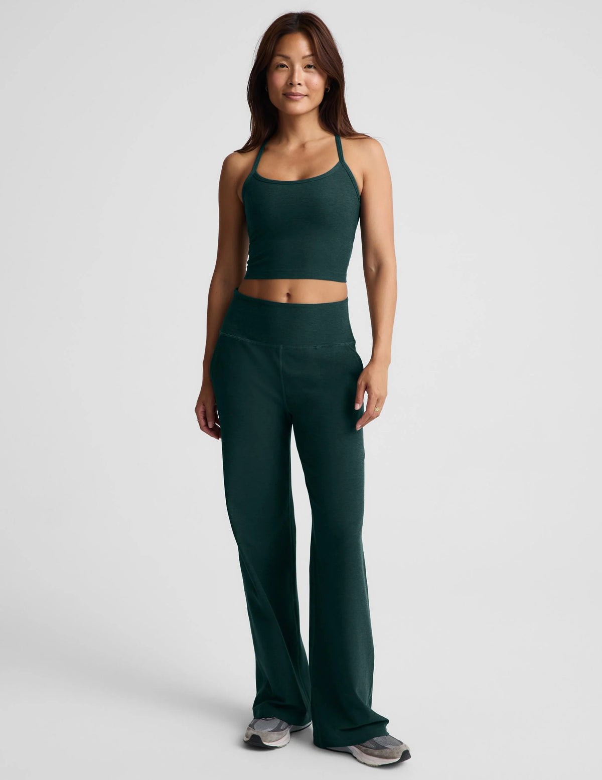 BEYOND YOGA SLIM RACERBACK CROPPED  TANK DARK IVY HEATHER