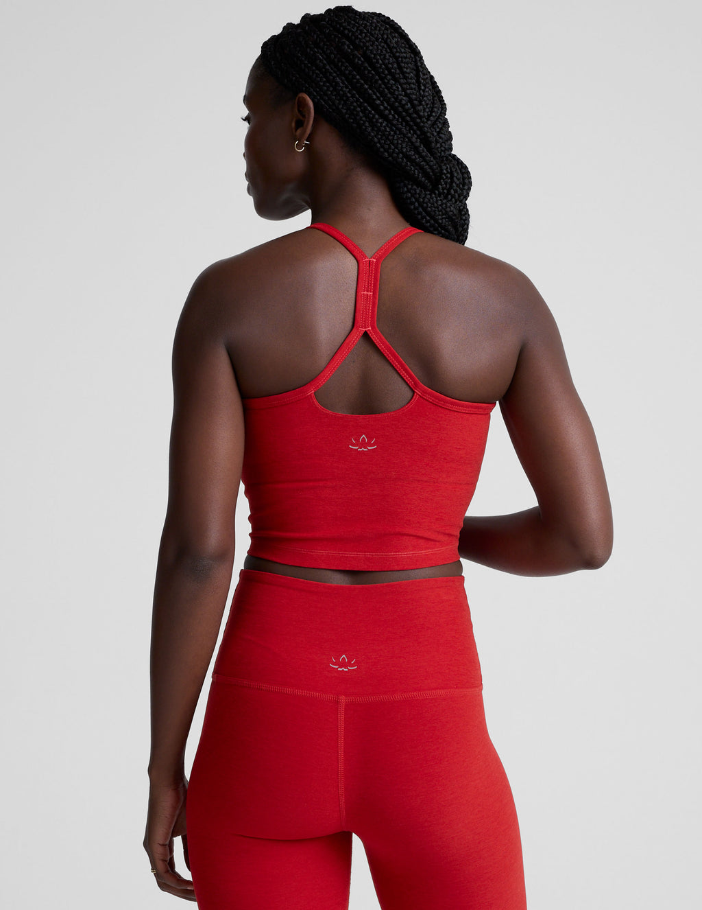 BEYOND YOGA SLIM RACERBACK CROPPED TANK HOLLY RED HEATHER