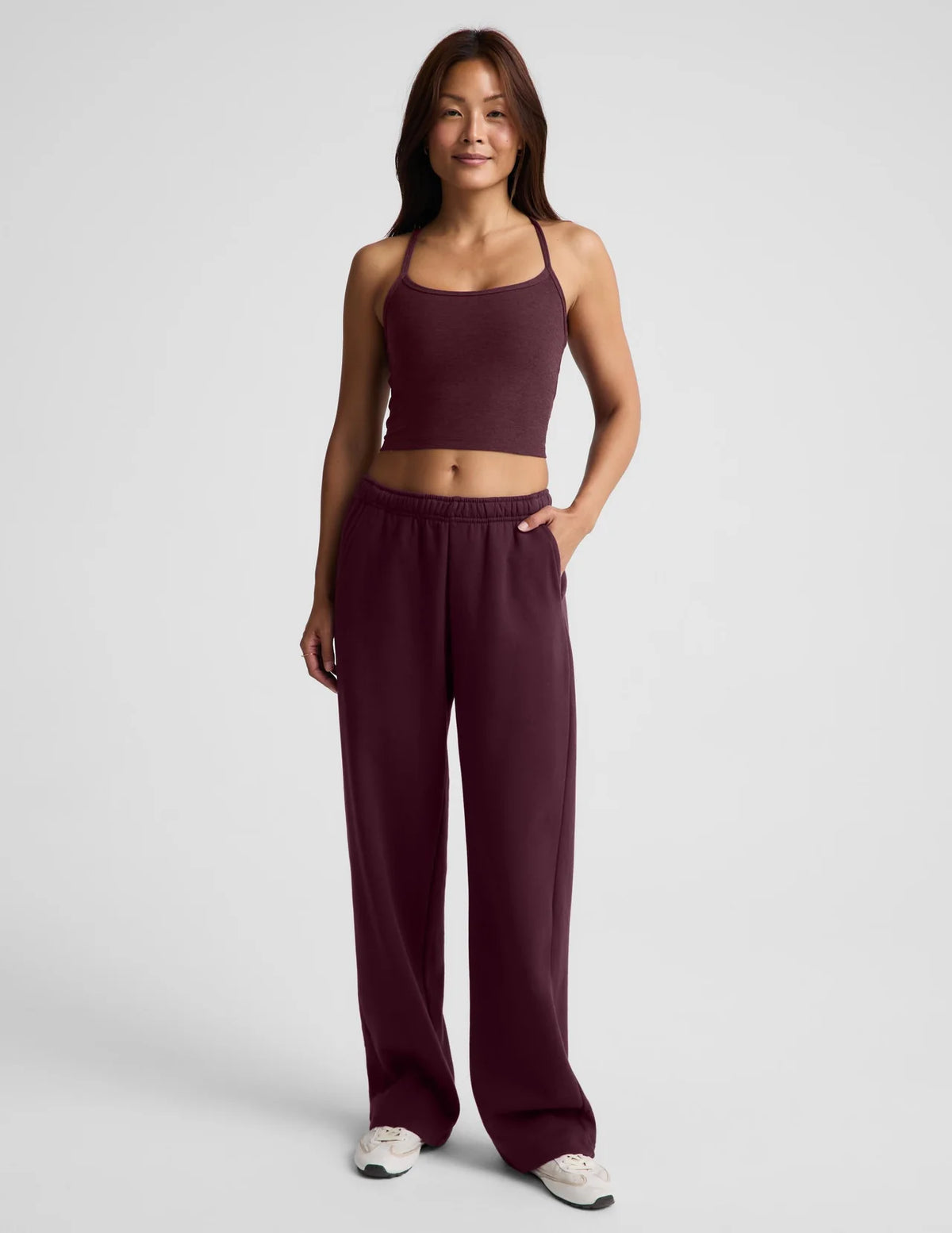 BEYOND YOGA SLIM RACERBACK TANK CABERNET HEATHER