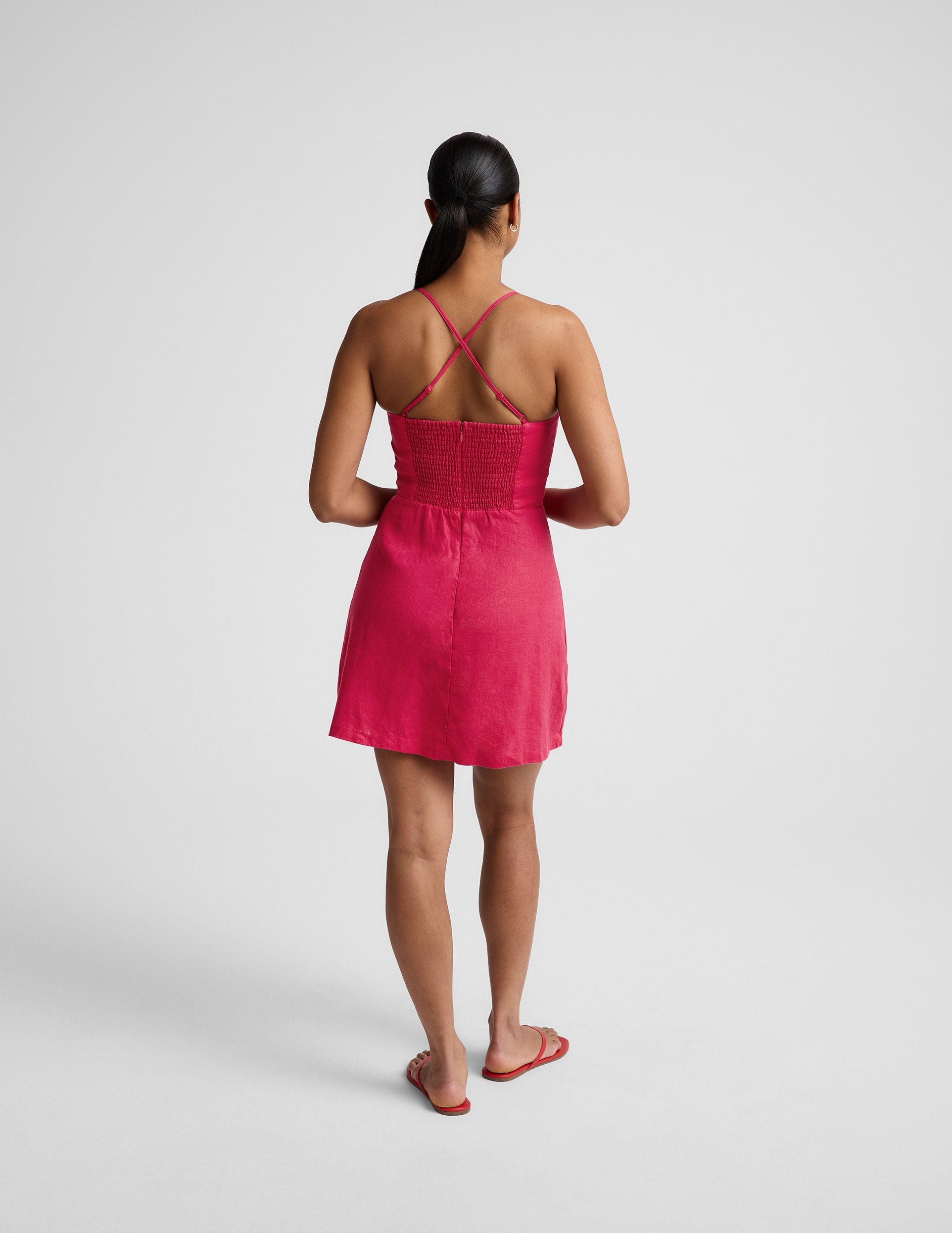 BEYOND YOGA SOFTWASH LINEN SEASIDE MINI DRESS BERRY RED