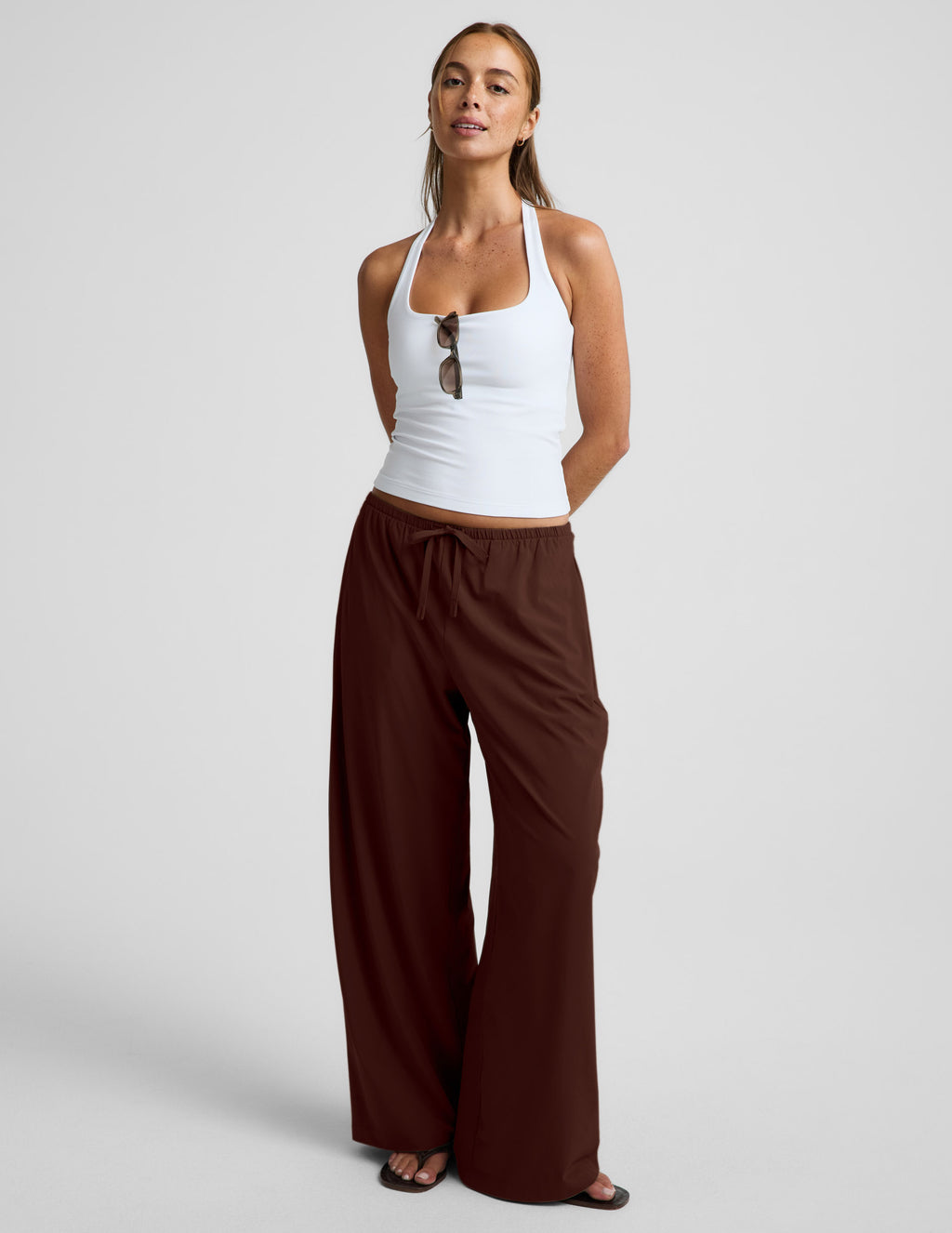 BEYOND YOGA SOLSTICE DRAWSTRING WIDE LEG PANT ICED MOCHA