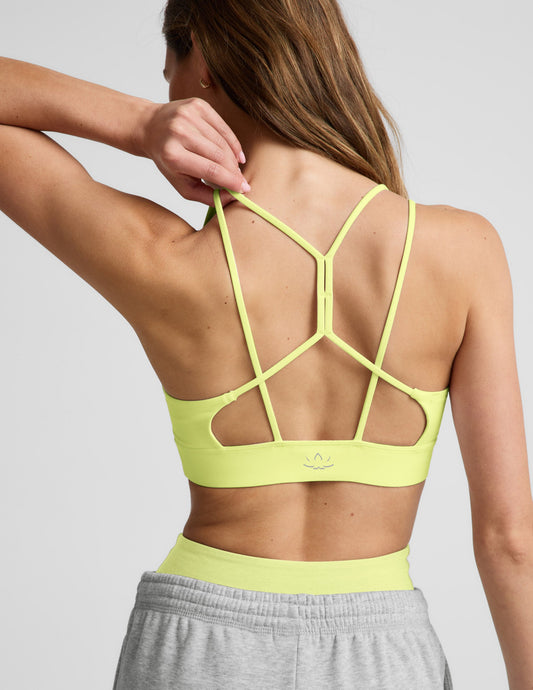 BEYOND YOGA SPACEDYE BACK TO IT STRAPPY BRA ELECTRIC LIME HEATHER