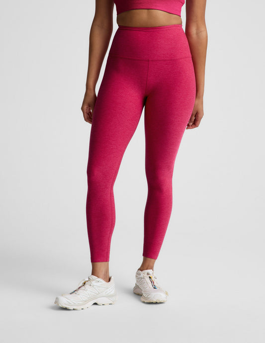 BEYOND YOGA SPACEDYE CAUGHT IN THE MIDI HIGH WAIST LEGGING BERRY RED HEATHER