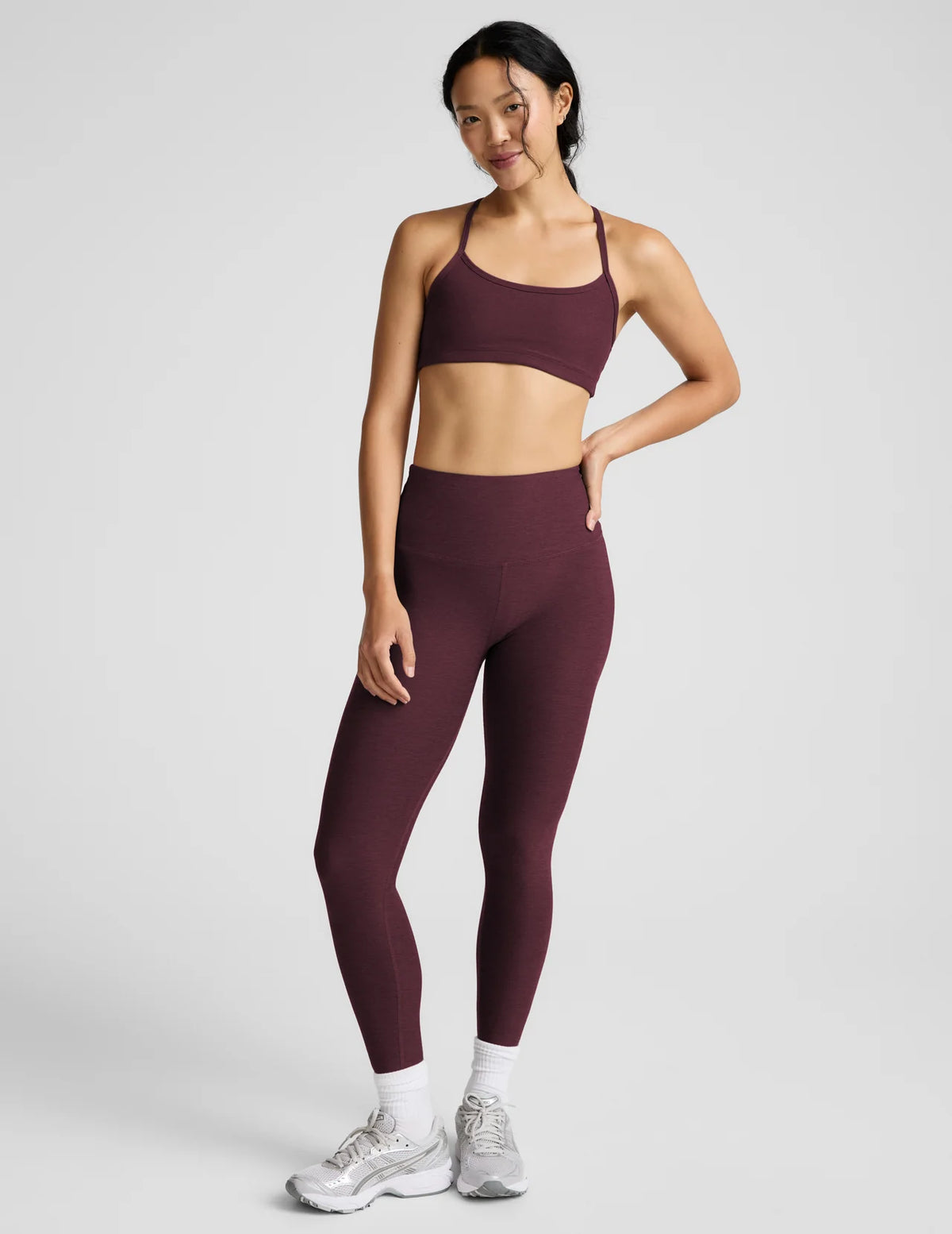 BEYOND YOGA SPACEDYE CAUGHT IN THE MIDI HIGH WAIST LEGGING CABERNET HEATHER