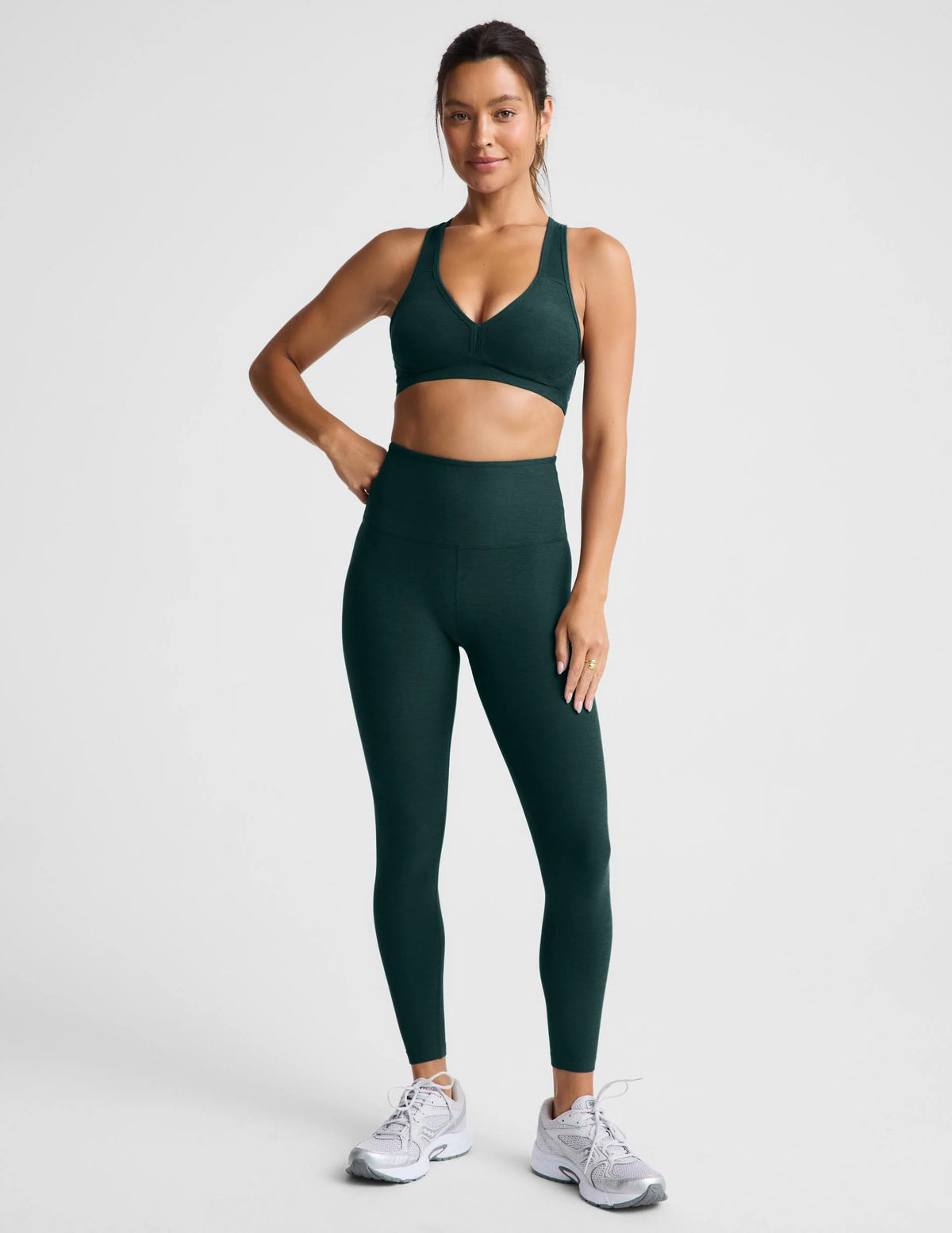BEYOND YOGA SPACEDYE CAUGHT IN THE MIDI HIGH WAIST LEGGING DARK IVY HEATHER