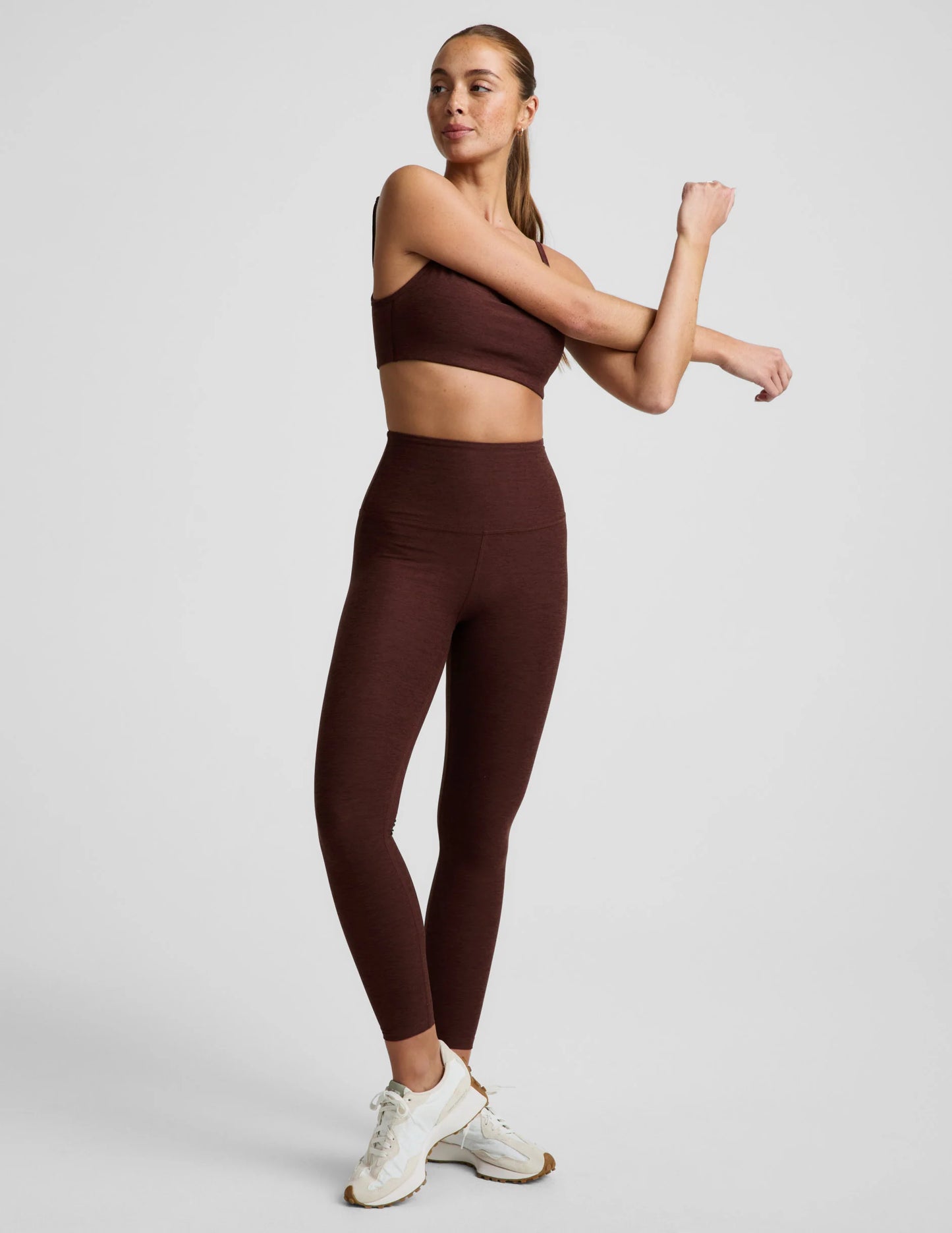 BEYOND YOGA SPACEDYE CAUGHT IN THE MIDI HIGH WAIST LEGGING ICED MOCHA