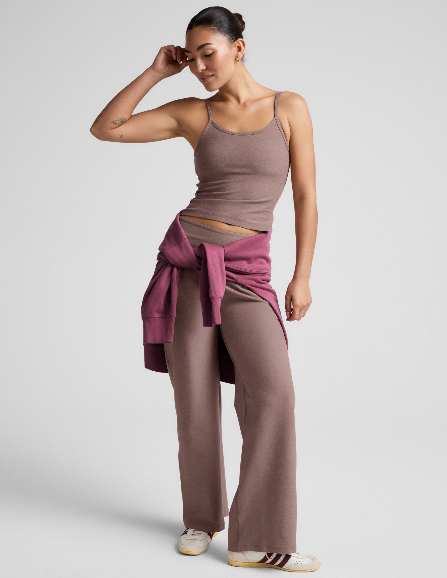 BEYOND YOGA SPACEDYE FOREVER TANK ROSEY TAUPE HEATHER