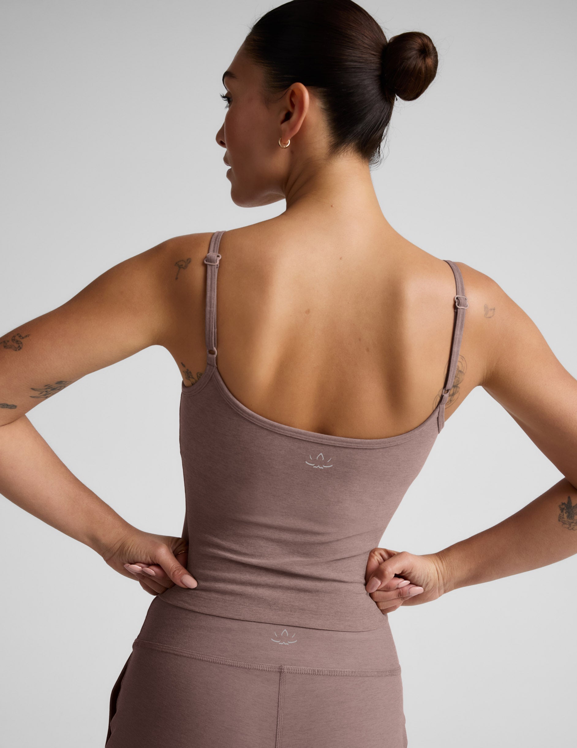 BEYOND YOGA SPACEDYE FOREVER TANK ROSEY TAUPE HEATHER