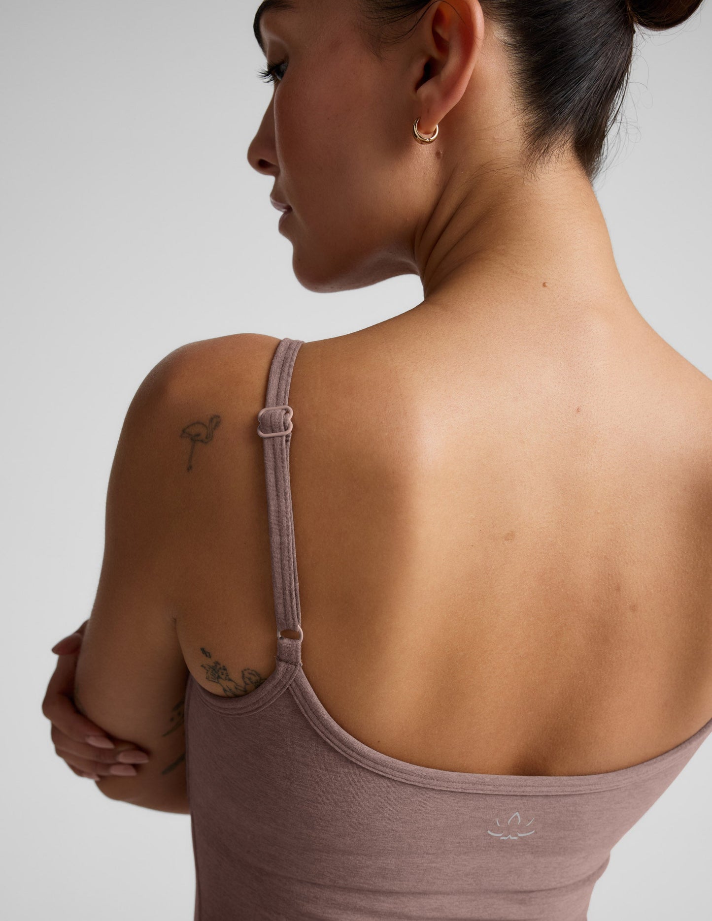 BEYOND YOGA SPACEDYE FOREVER TANK ROSEY TAUPE HEATHER