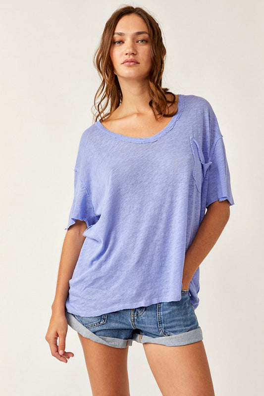 FREE PEOPLE ALL I NEED TEE BLUE HERON