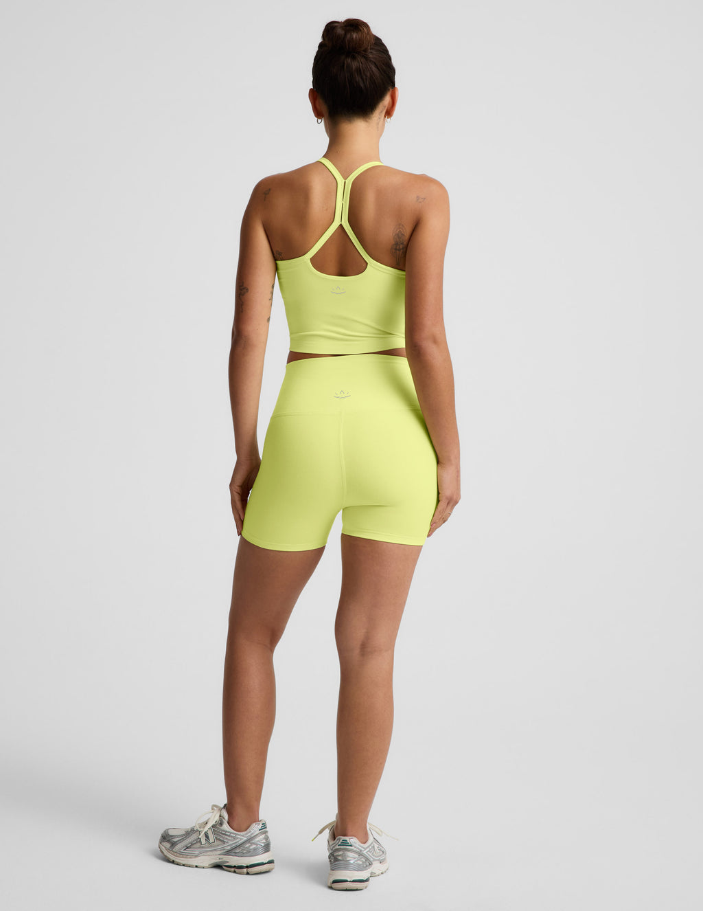 BEYOND YOGA SPACEDYE KEEP PACE 3" SHORT ELECTRIC LIME HEATHER