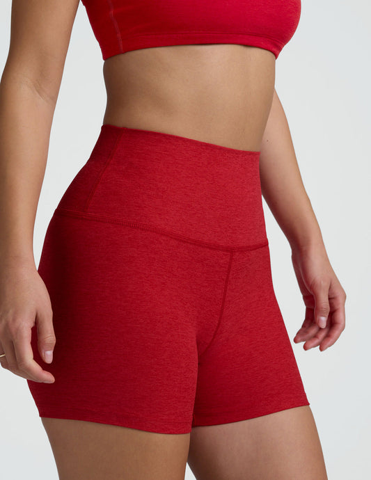 BEYOND YOGA SPACEDYE KEEP PACE 3" SHORT HOLLY RED HEATHER