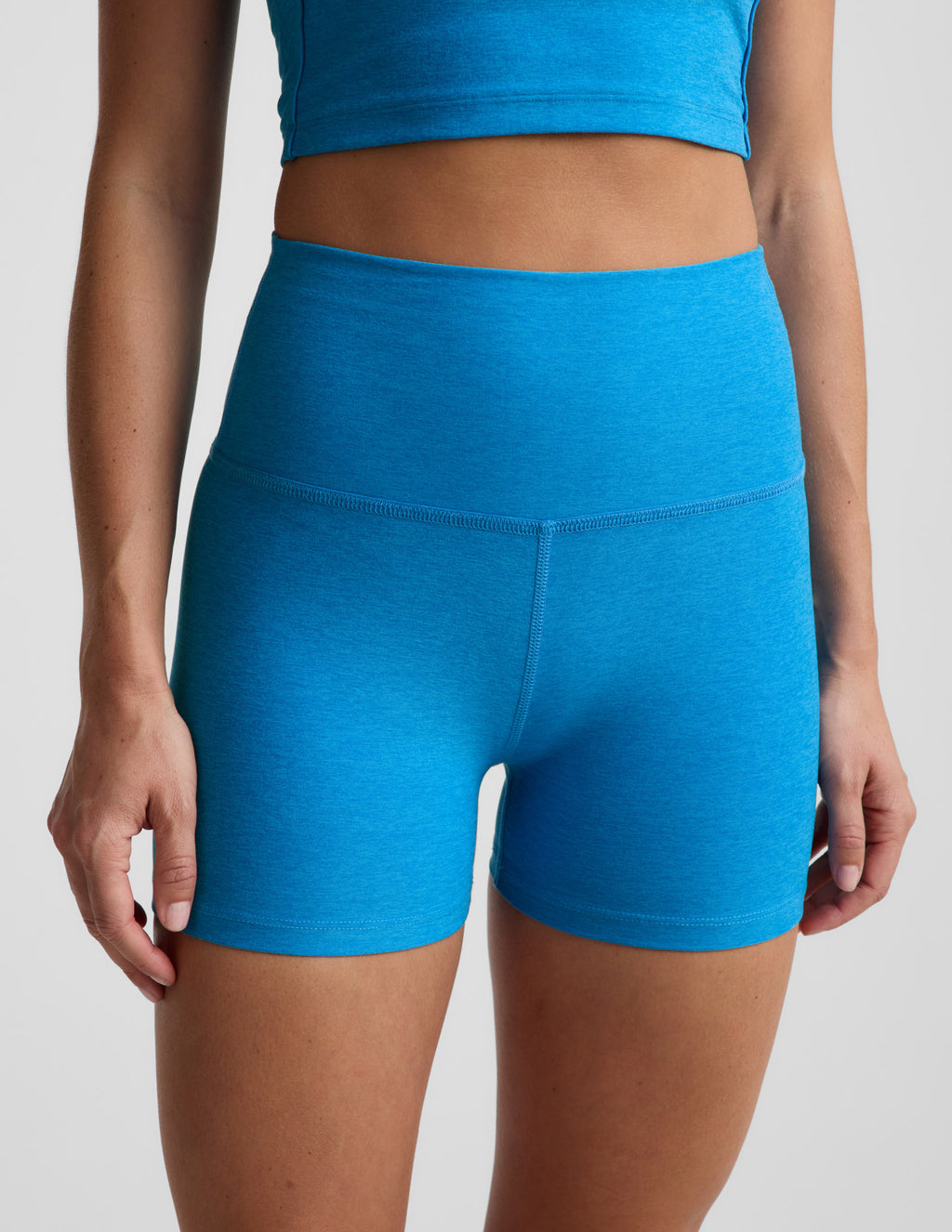 BEYOND YOGA SPACEDYE KEEP PACE 3" SHORT MALIBU LAGOON HEATHER