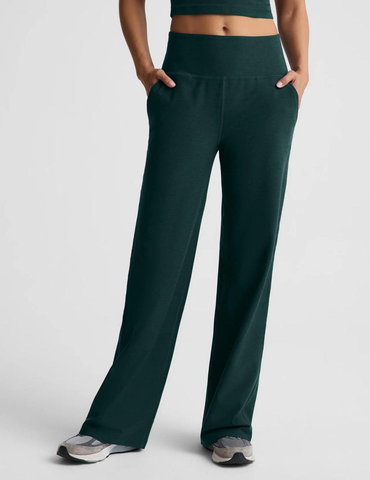 BEYOND YOGA SPACEDYE LAID BACK WIDE LEG PANT DARK IVY HEATHER