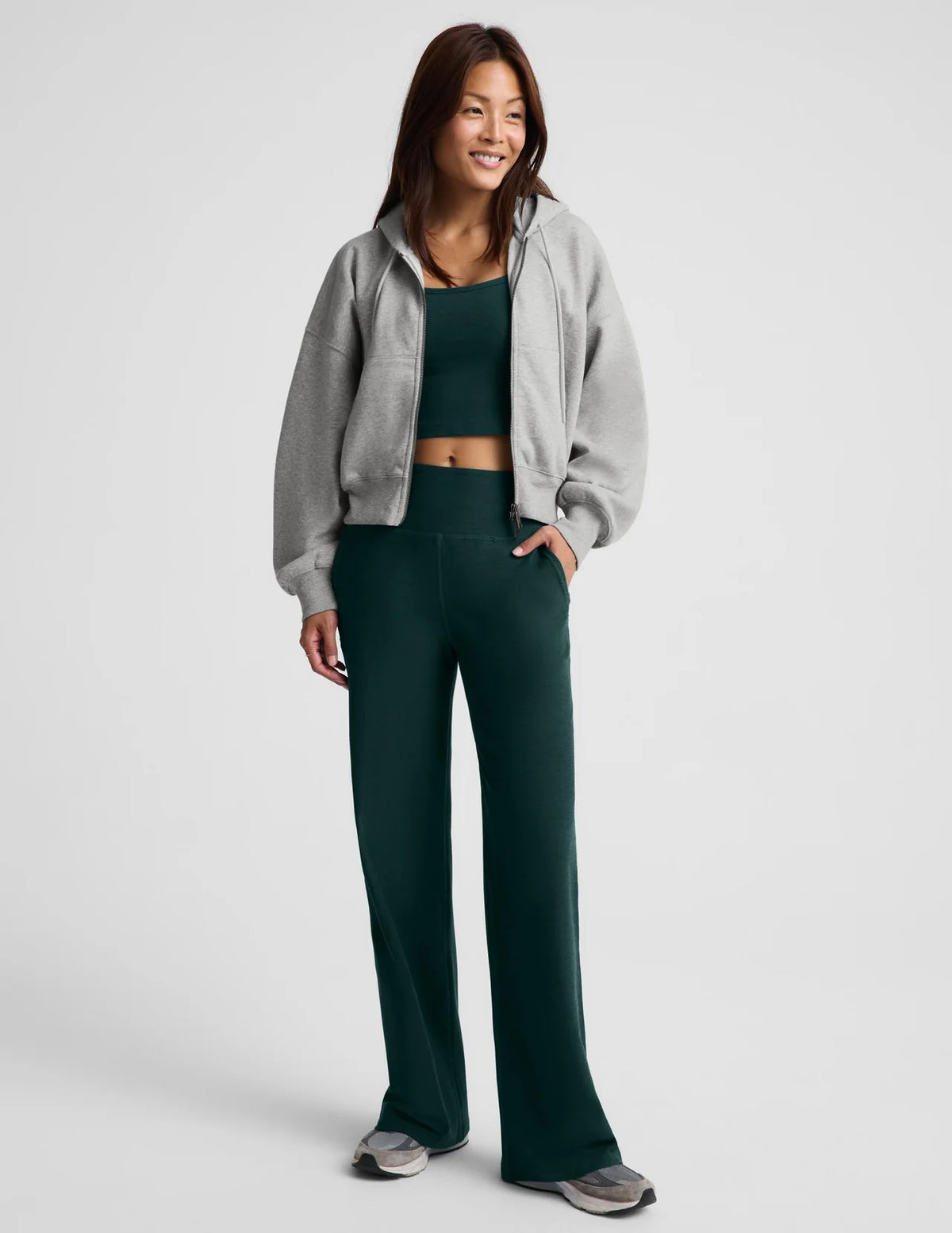 BEYOND YOGA SPACEDYE LAID BACK WIDE LEG PANT DARK IVY HEATHER