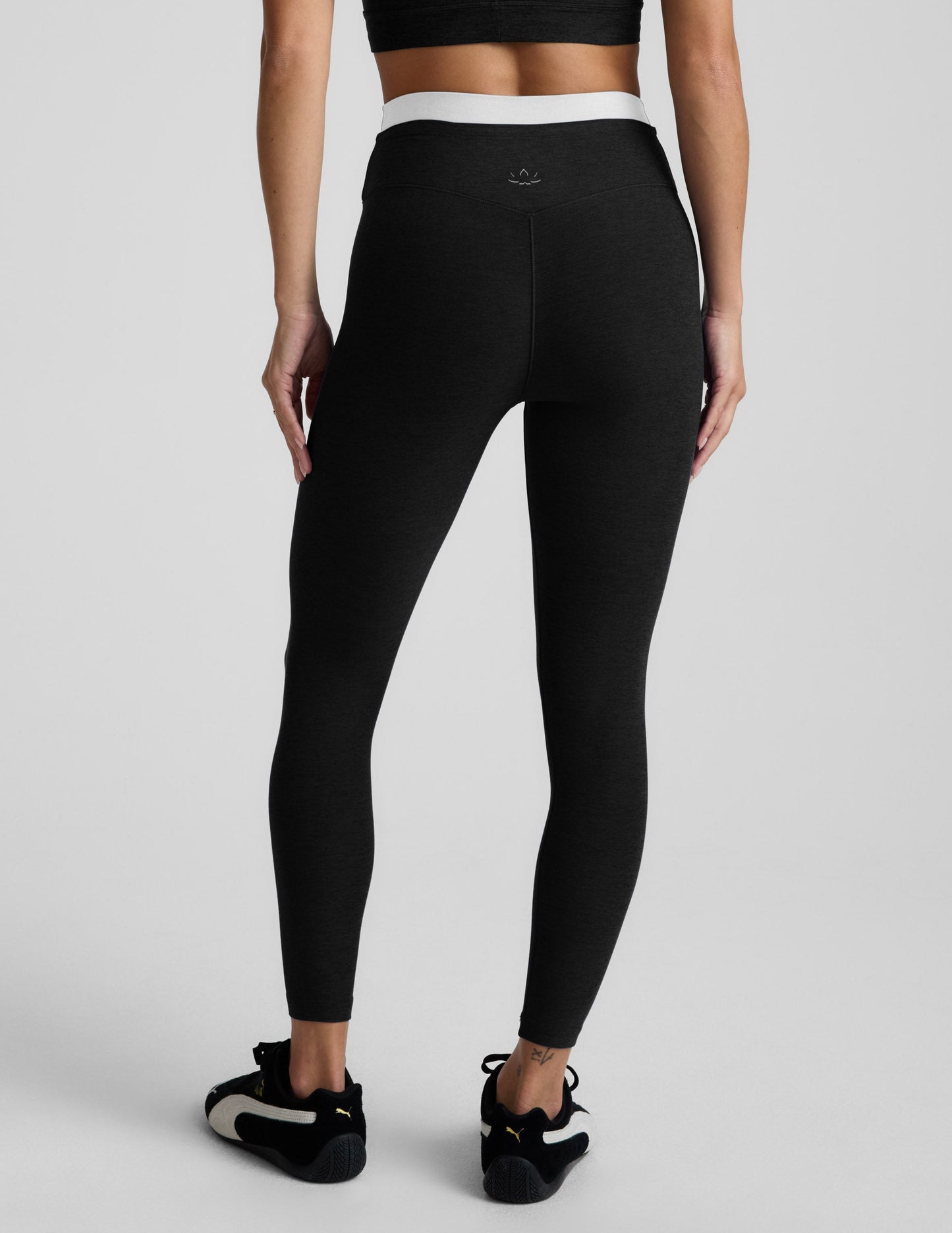 BEYOND YOGA SPACEDYE LAYERED HIGH WAISTED MIDI LEGGING DARKEST NIGHT