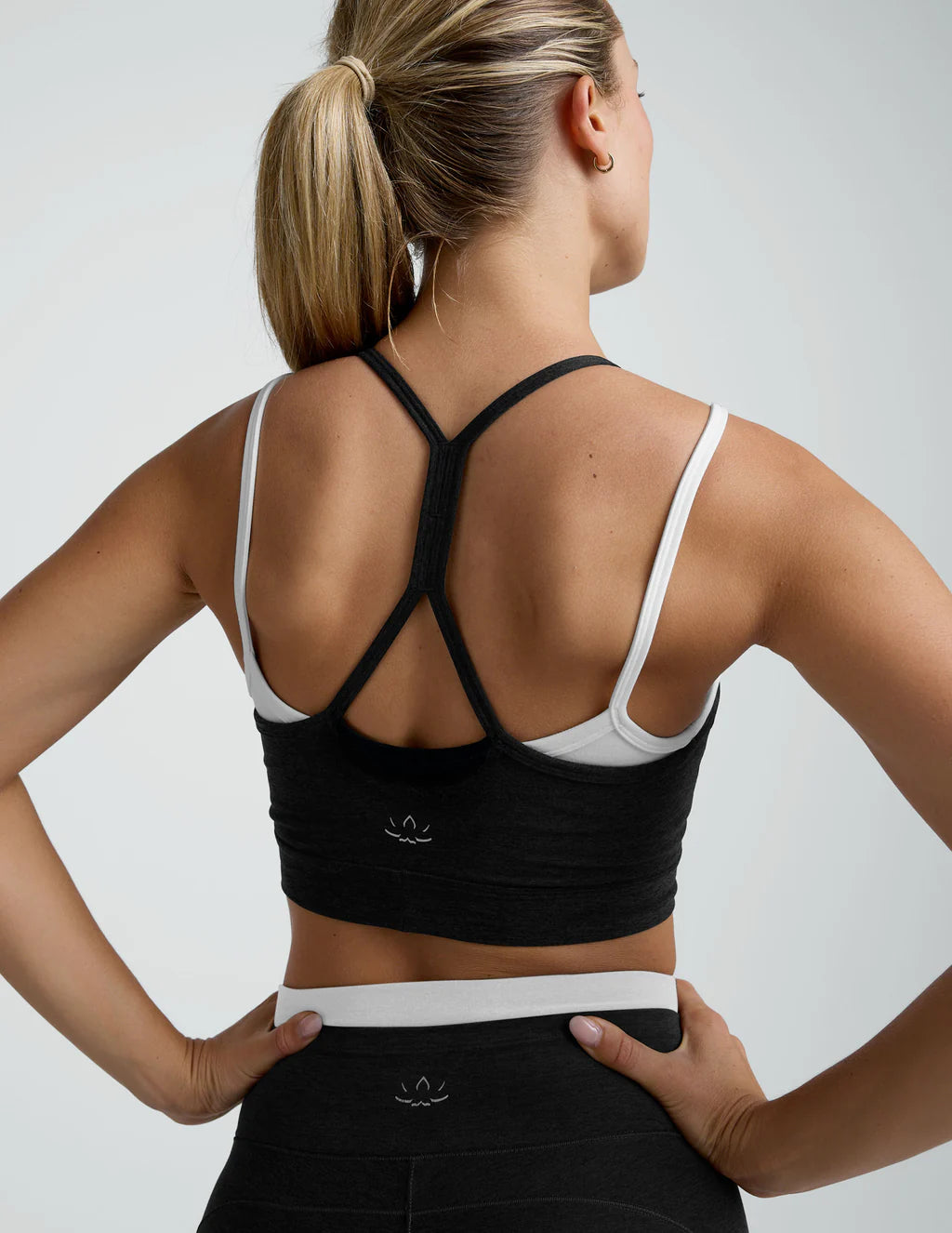 BEYOND YOGA SPACEDYE LAYERED LONG LINE BRA DARKEST NIGHT 1