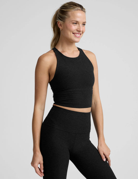 BEYOND YOGA SPACEDYE REFOCUS CROPPED TANK  DARKEST NIGHT