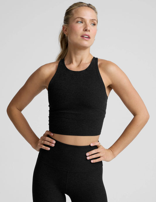 BEYOND YOGA SPACEDYE REFOCUS CROPPED TANK  DARKEST NIGHT
