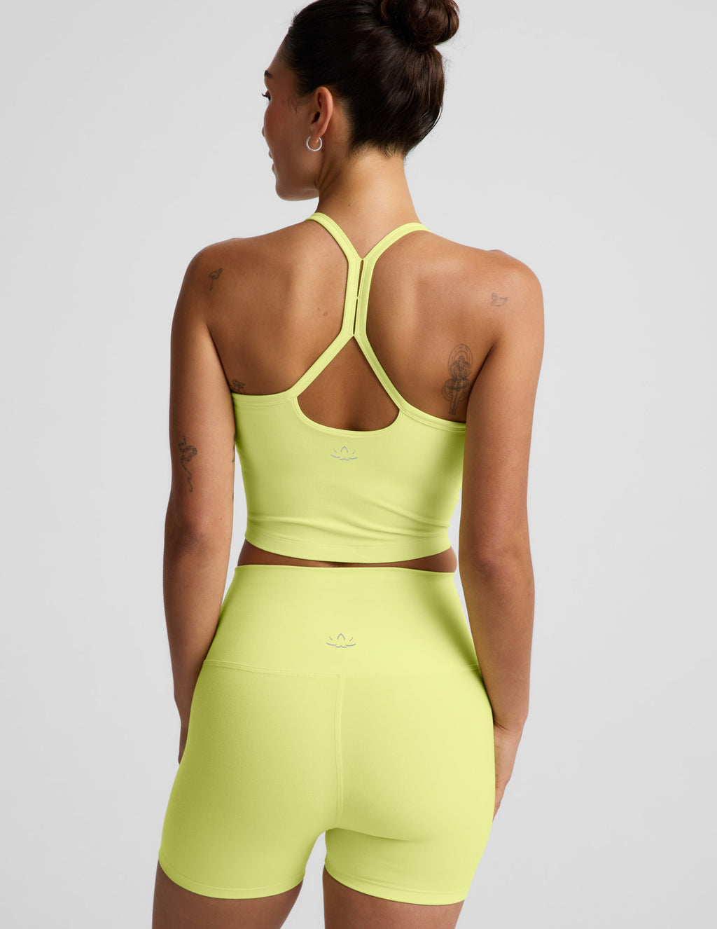 BEYOND YOGA SPACEDYE SLIM RACERBACK CROPPED TANK ELECTRIC LIME HEATHER
