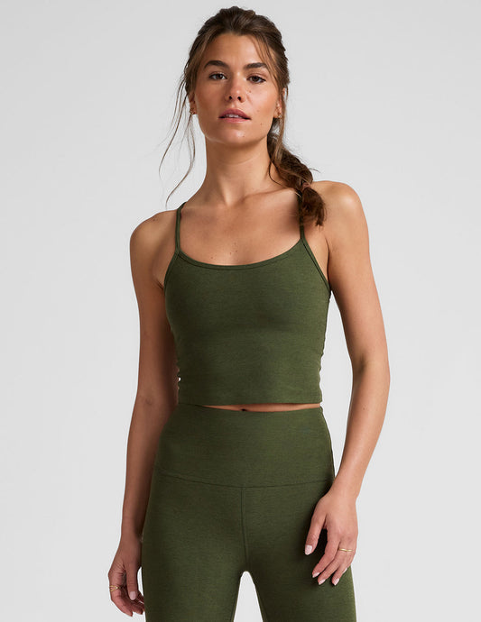 BEYOND YOGA SPACEDYE SLIM RACERBACK TANK ARMY GREEN HEATHER