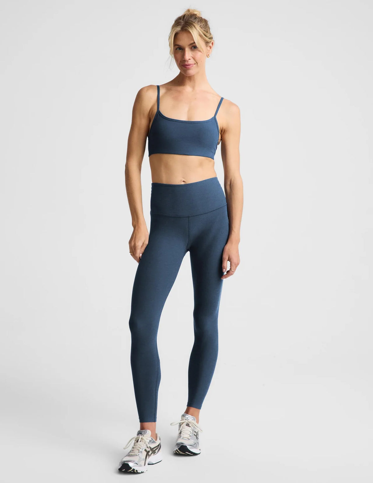 BEYOND YOGA SPACE DYE OUT OF POCKET HIGH WAISTED MIDI LEGGING BLUE TUNDRA HEATHER