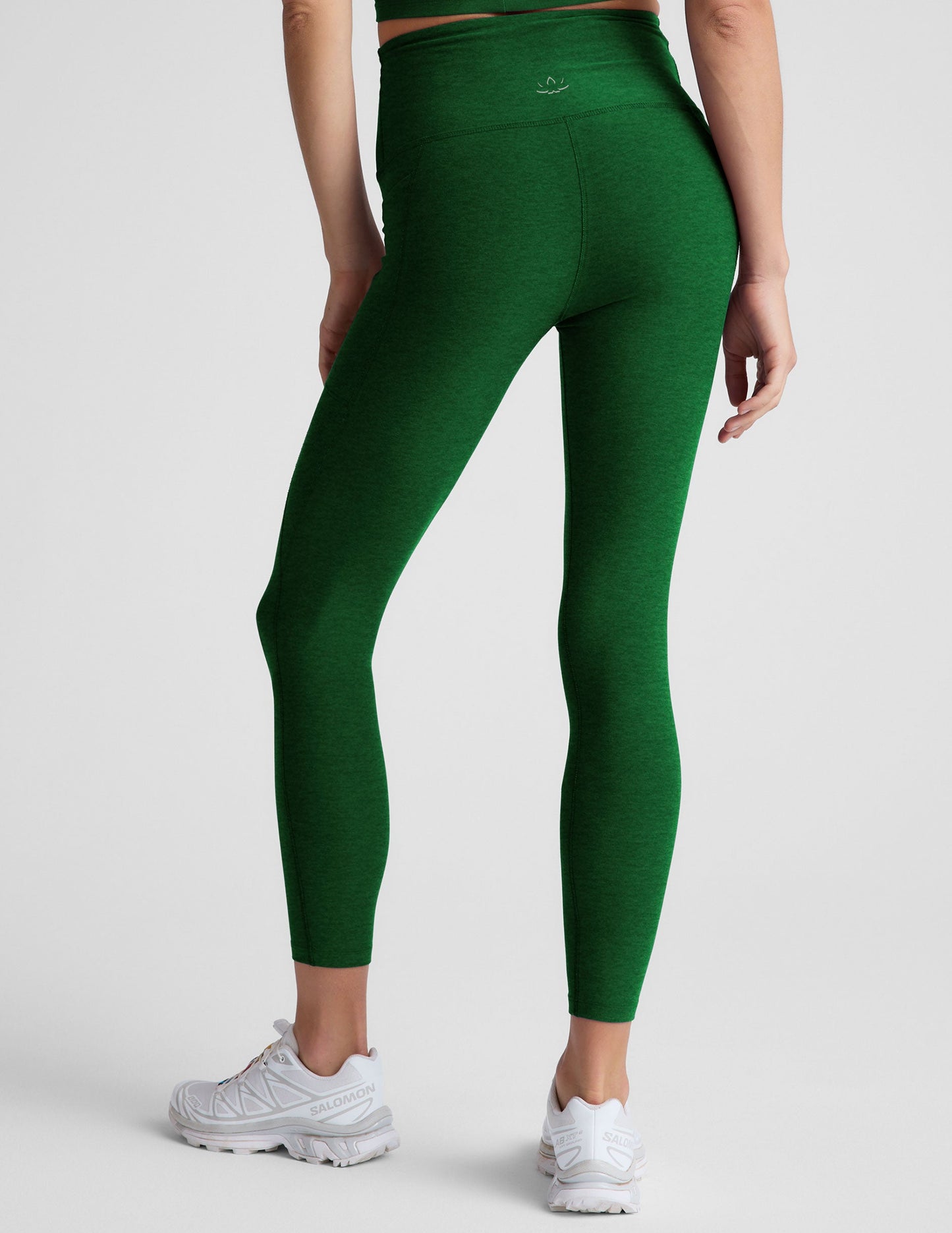BEYOND YOGA SPACE DYE OUT OF POCKET HIGH WAISTED MIDI LEGGING SUMMER THYME GREEN HEATHER