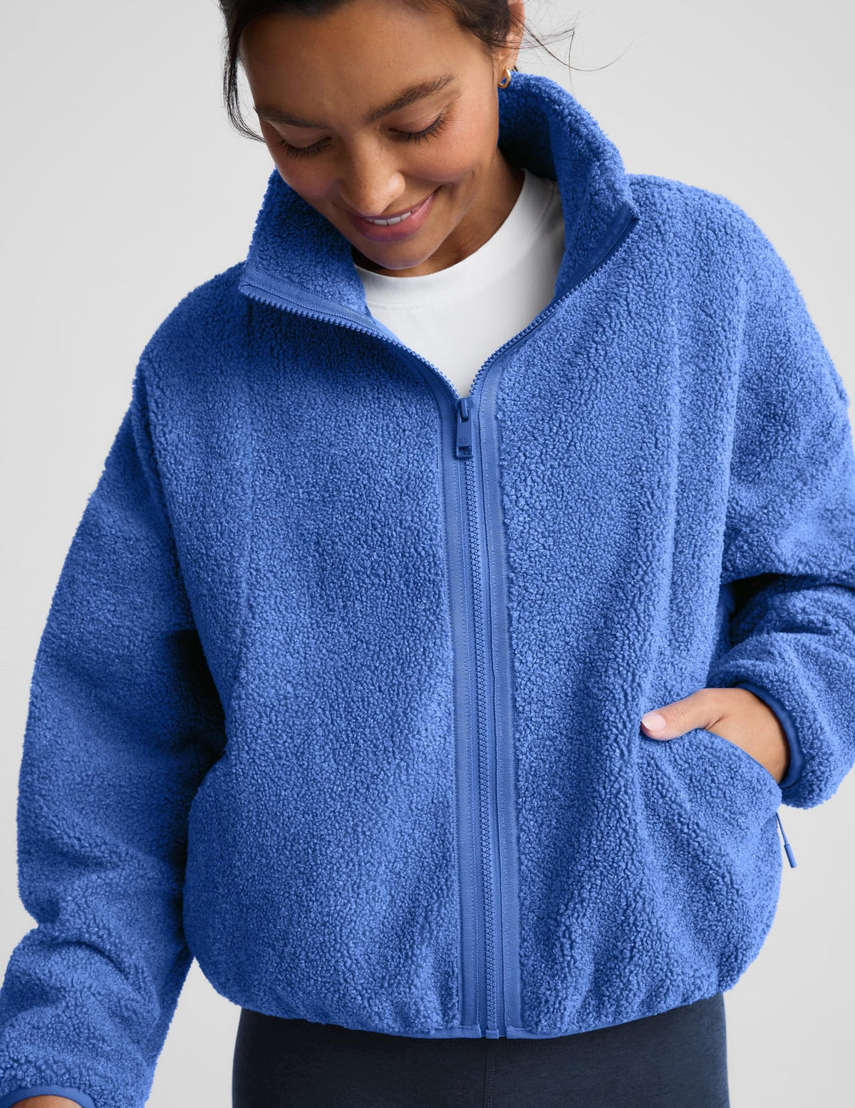 BEYOND YOGA UNITY FULL ZIP JACKET MINERAL BLUE