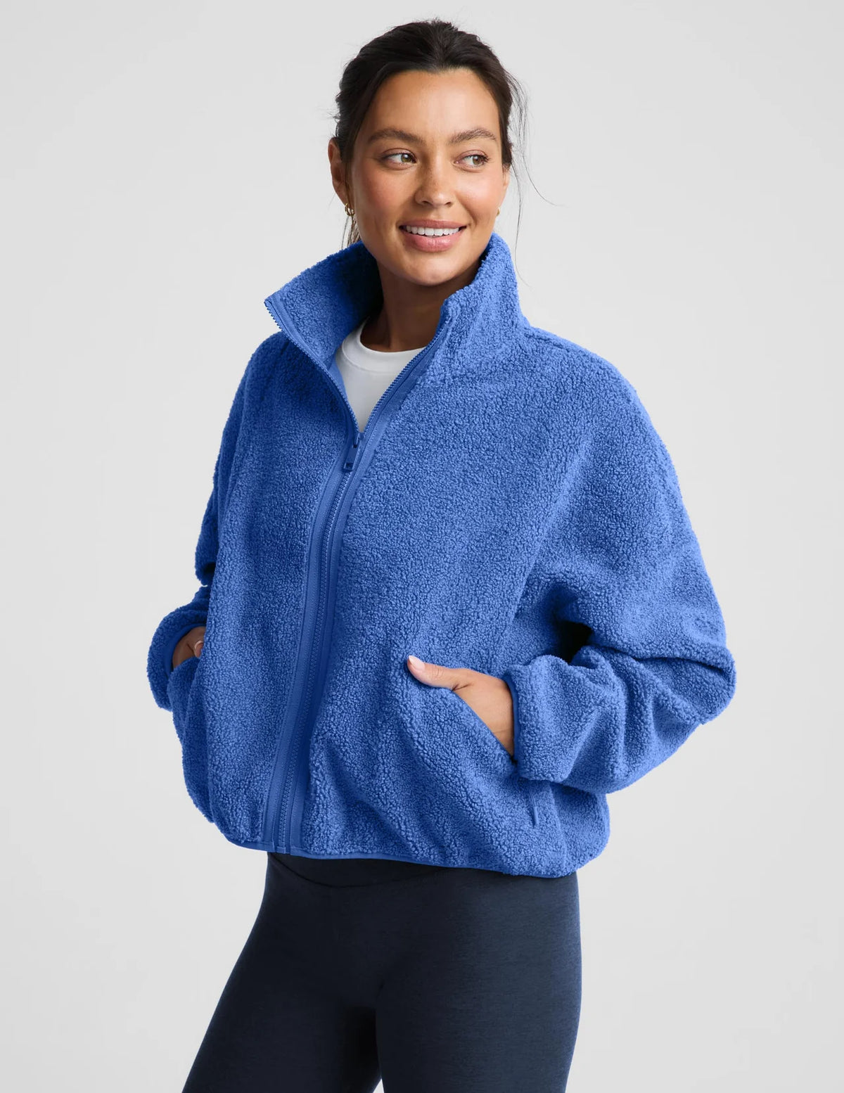 BEYOND YOGA UNITY FULL ZIP JACKET MINERAL BLUE