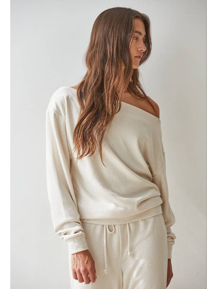 BY TOGETHER KNIT COWL NECK LONG SLEEVE CREAM