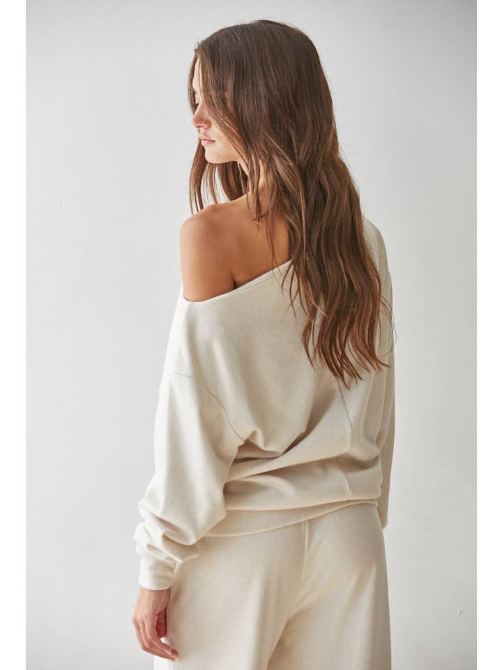 BY TOGETHER KNIT COWL NECK LONG SLEEVE CREAM