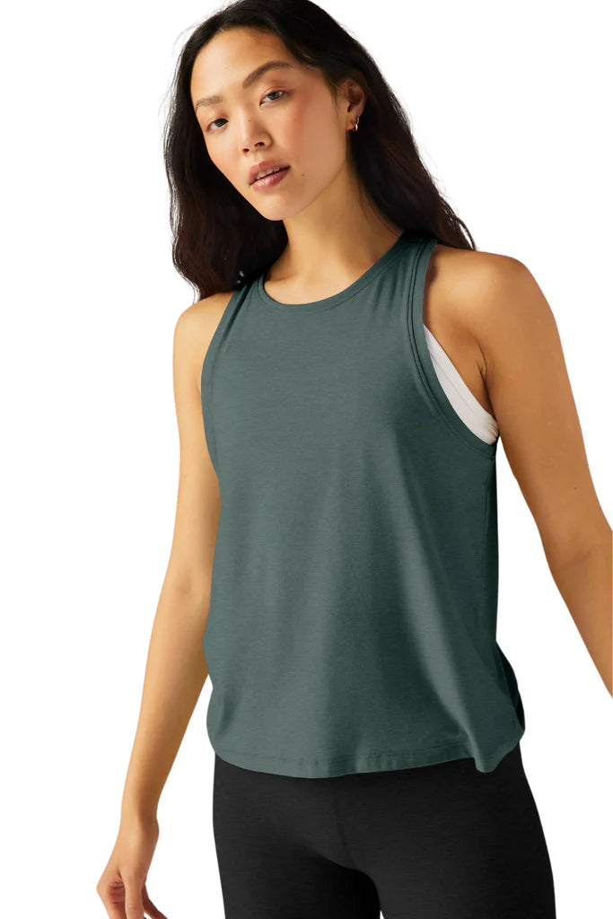 BEYOND YOGA FEATHERWEIGHT REBALANCED MUSCLE TANK STORM HEATHER