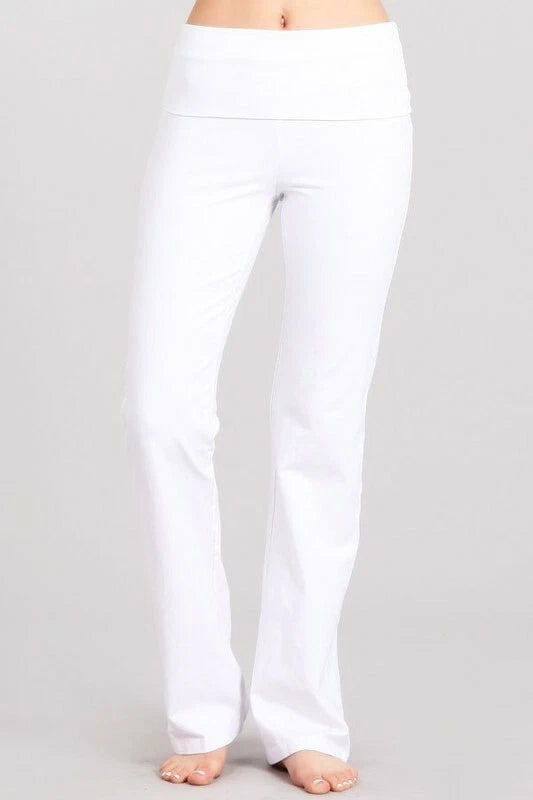 CHATOYANT BOOTCUT FLARE ROLL DOWN PANT WHITE
