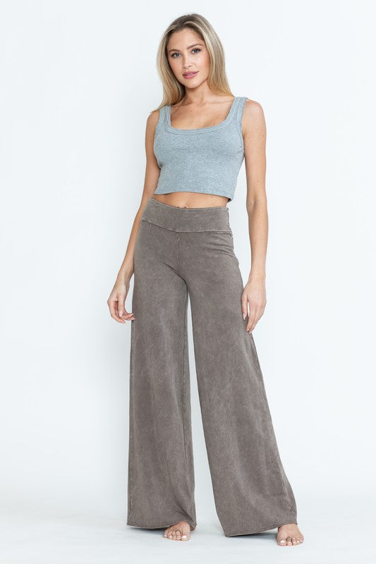 CHATOYANT MINERAL WASH WIDE LEG PANT DESERT TAUPE
