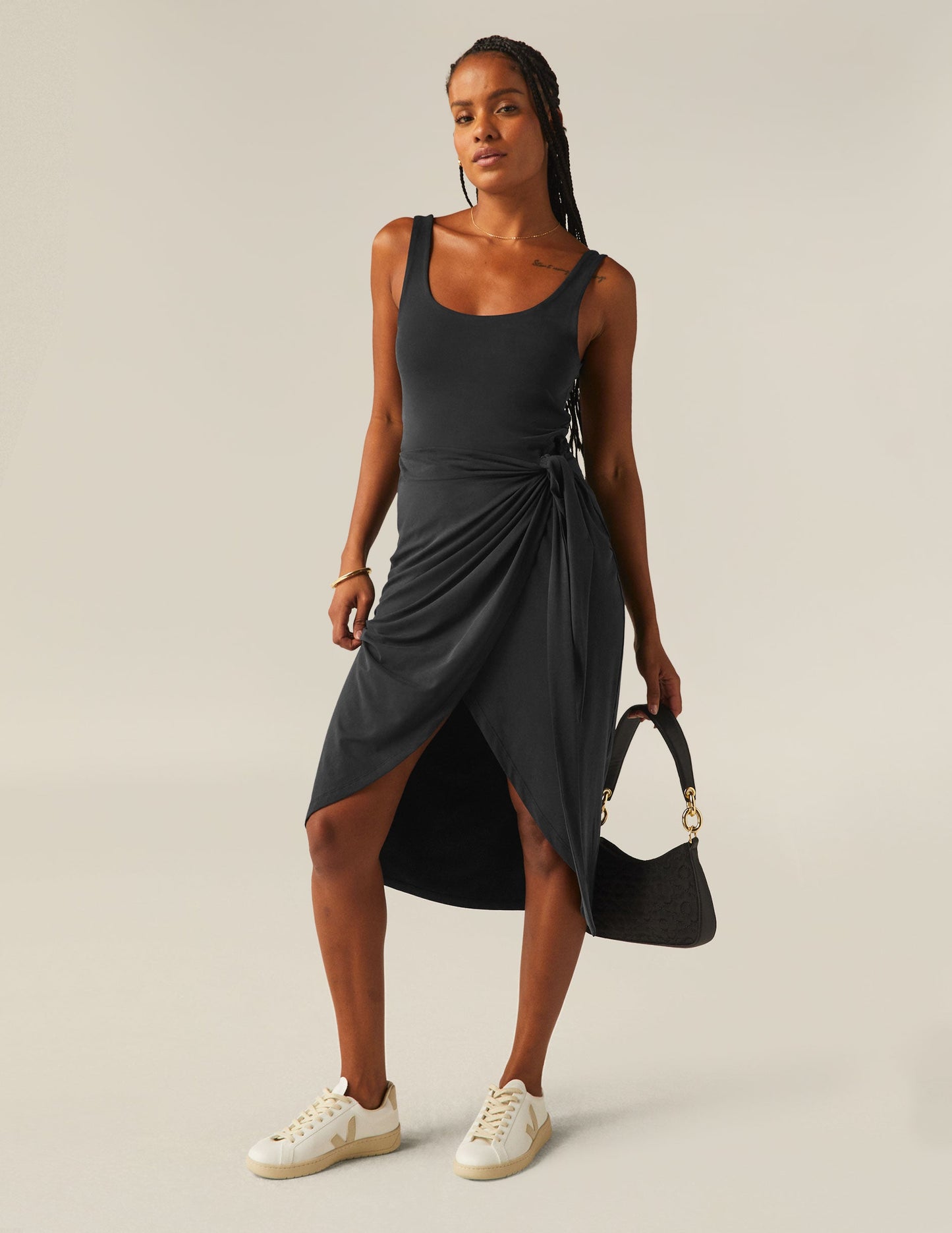 BEYOND YOGA INTRIGUE MIDI DRESS BLACK