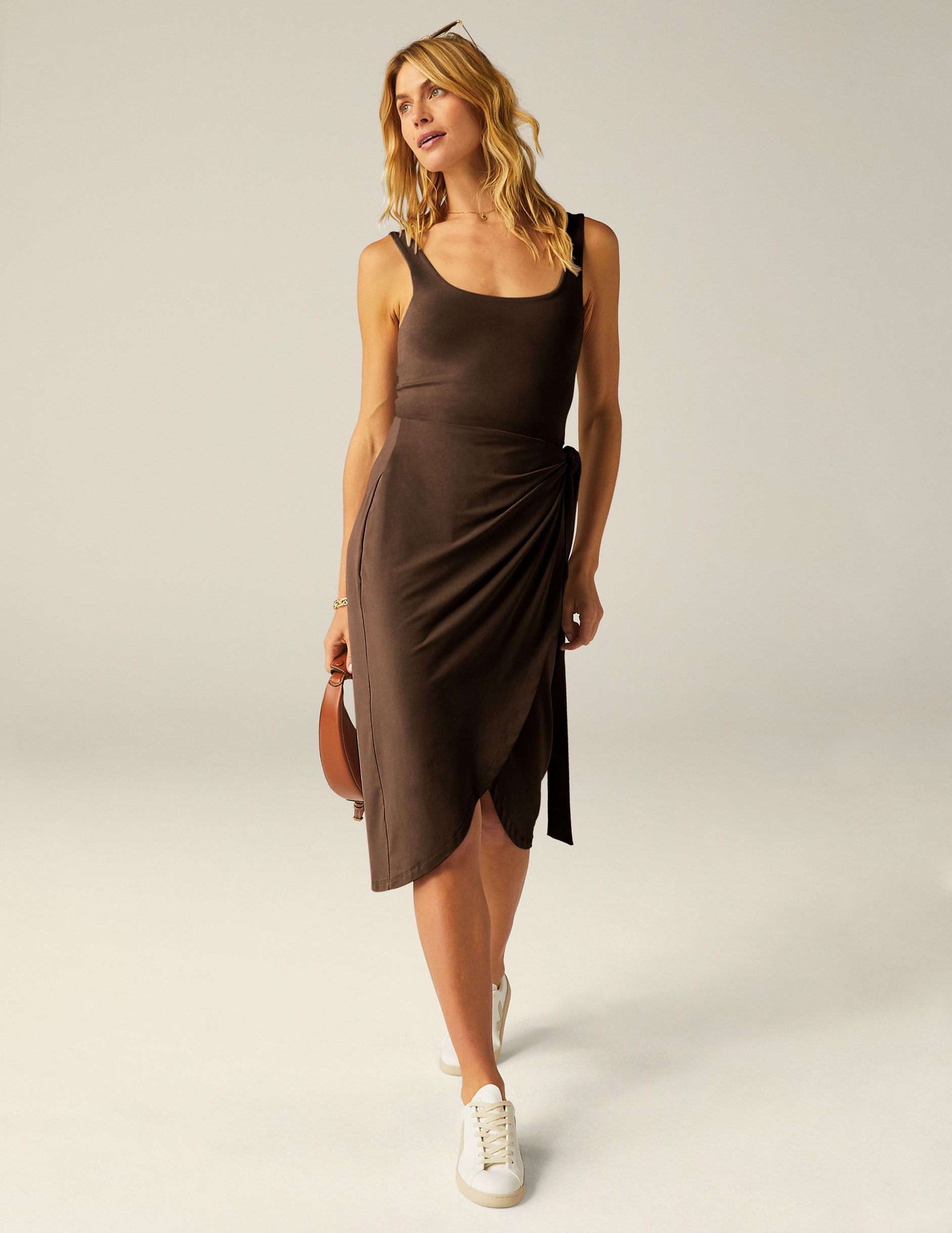 BEYOND YOGA INTRIGUE MIDI DRESS ESPRESSO